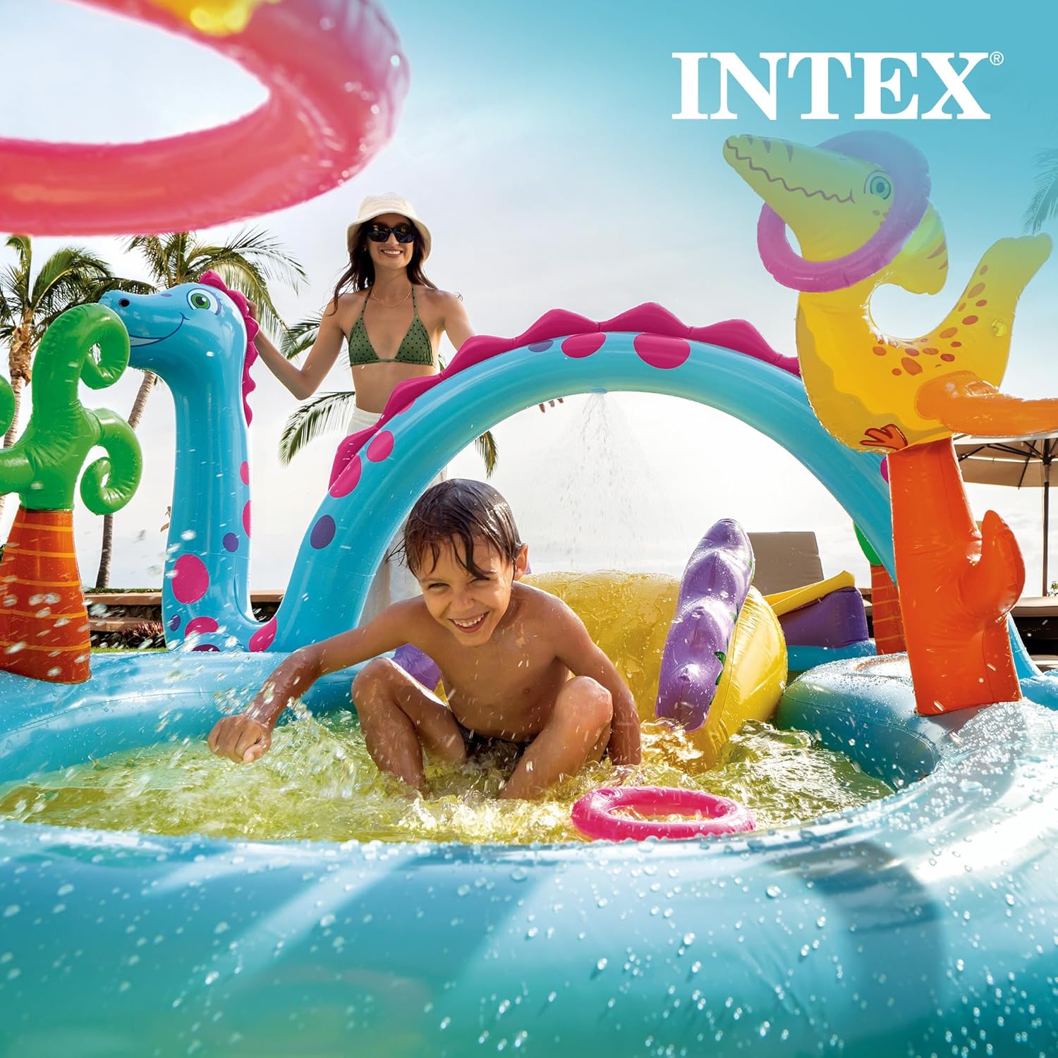 Intex Dinoland Inflatable Play Center Kiddie Outdoor Swimming Pool