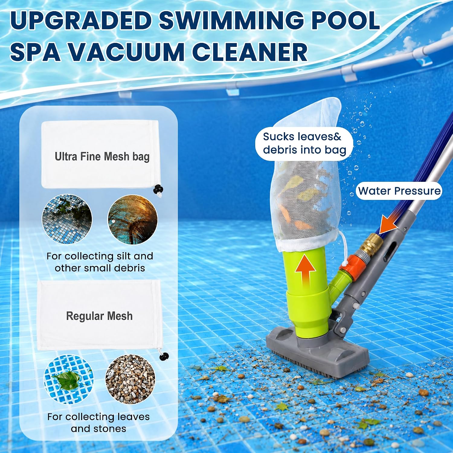 Sepetrel Deluxe Swimming Pool Cleaning Kit with Spa Jet Vacuum
