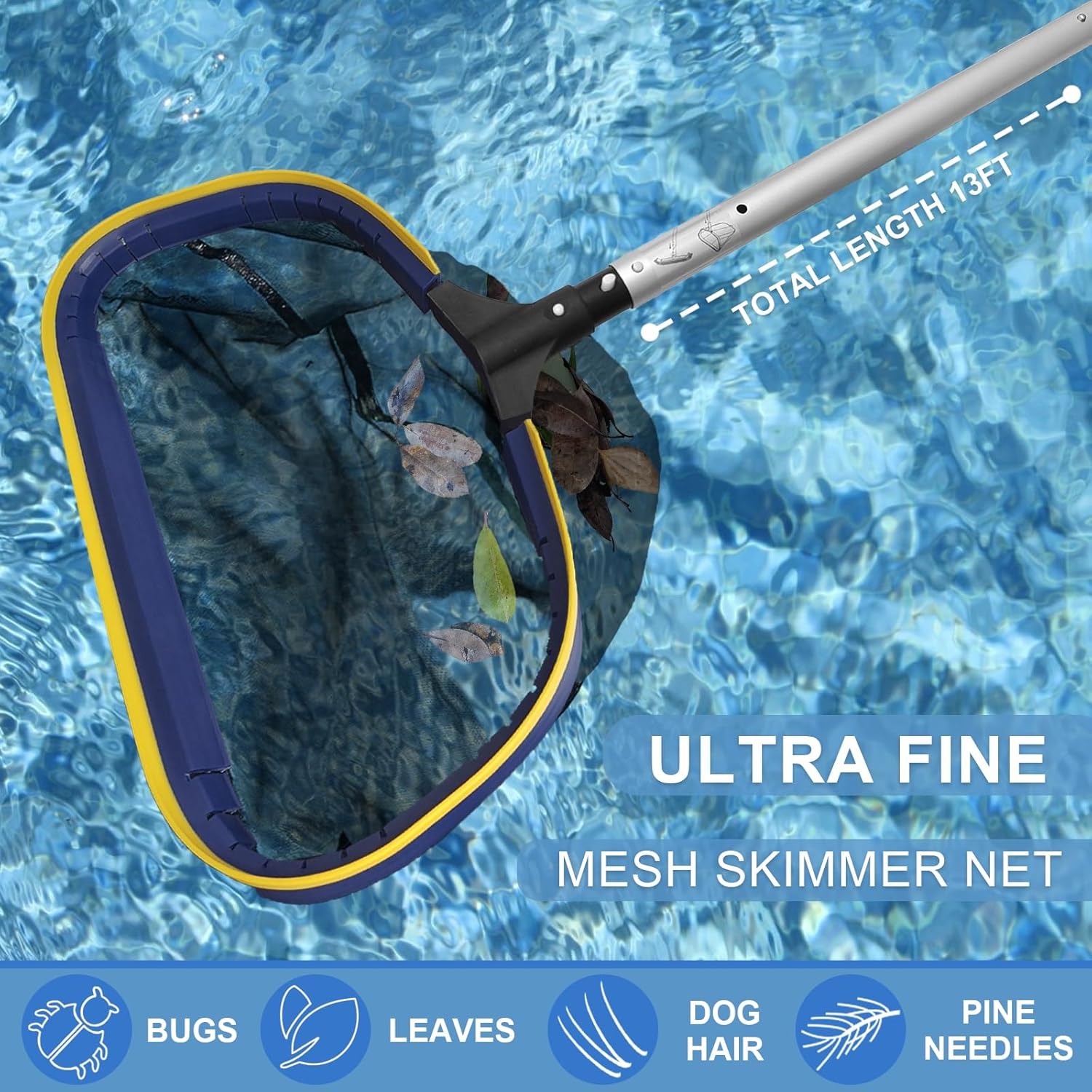 Poolvio 5-in-1 Pool Cleaning Kit with 13ft Adjustable Pole
