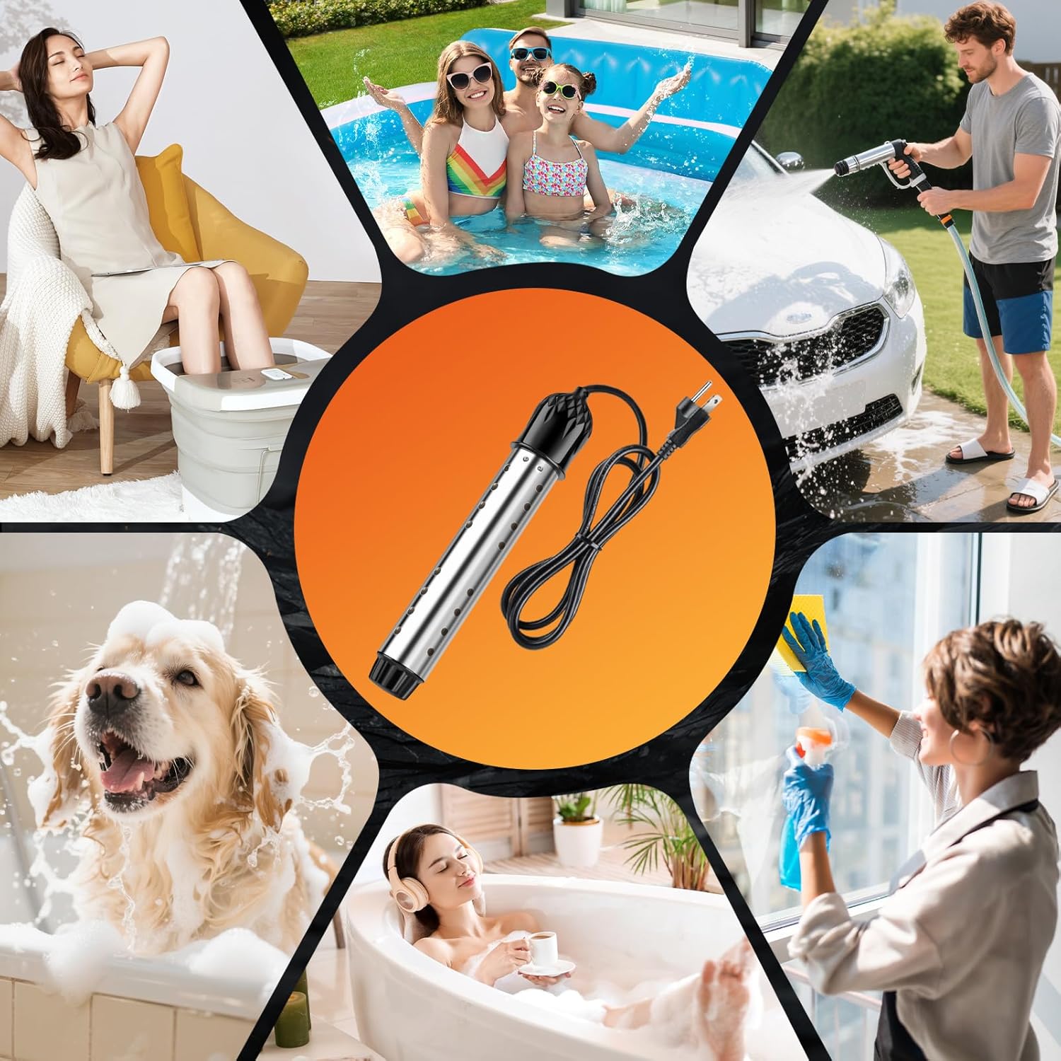 Coituer Koire 2000W Portable Immersion Water Heater with Digital Sensor