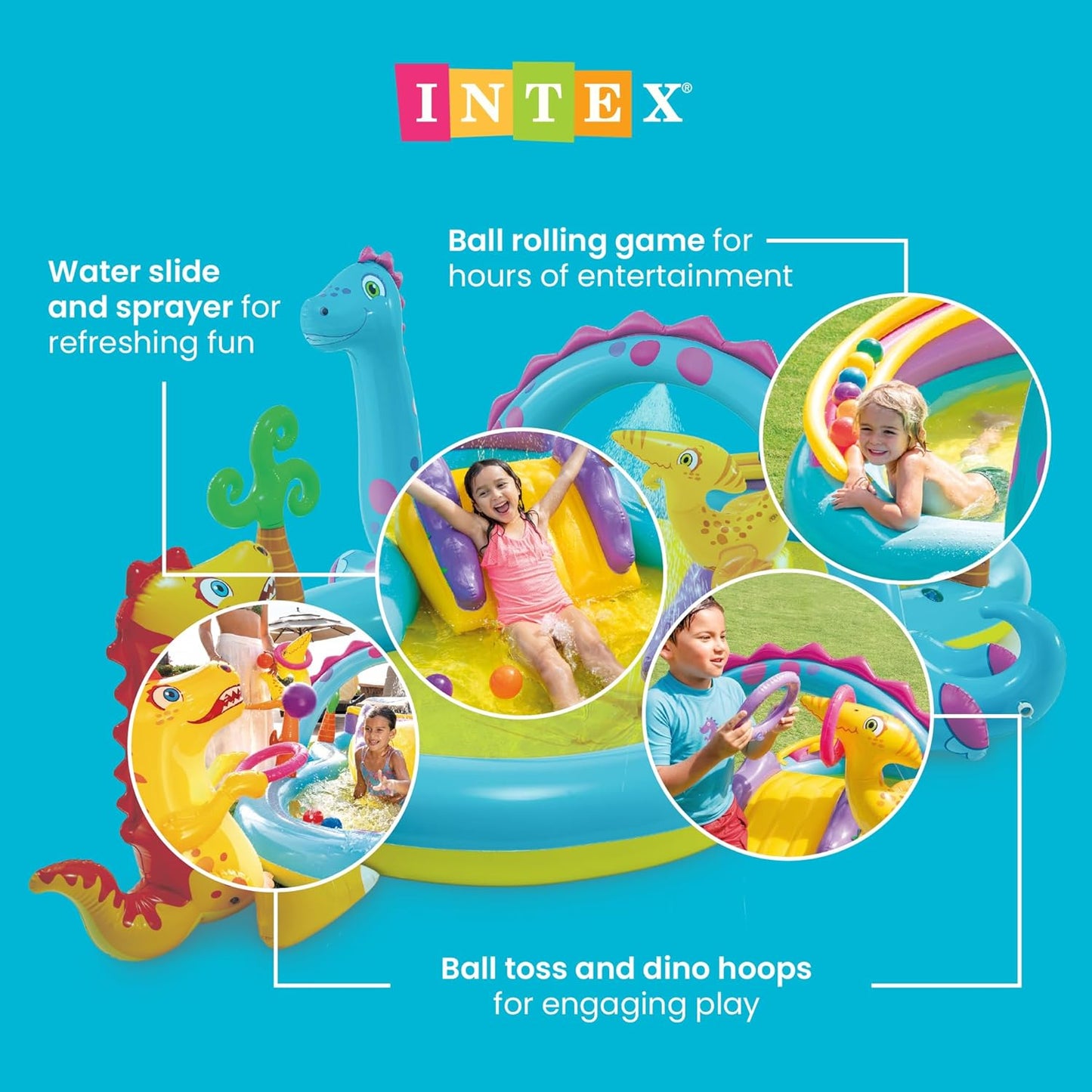 Intex Dinoland Inflatable Play Center Kiddie Outdoor Swimming Pool
