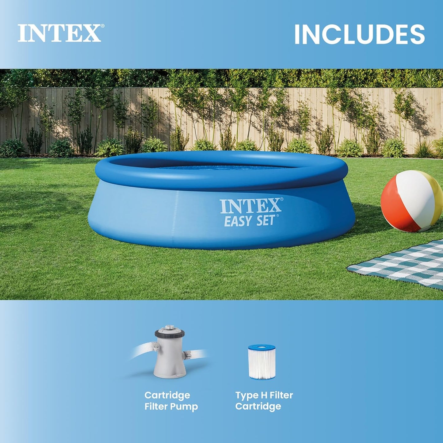 Intex Easy Set Round Inflatable Above Ground Pool 10ft x 30in