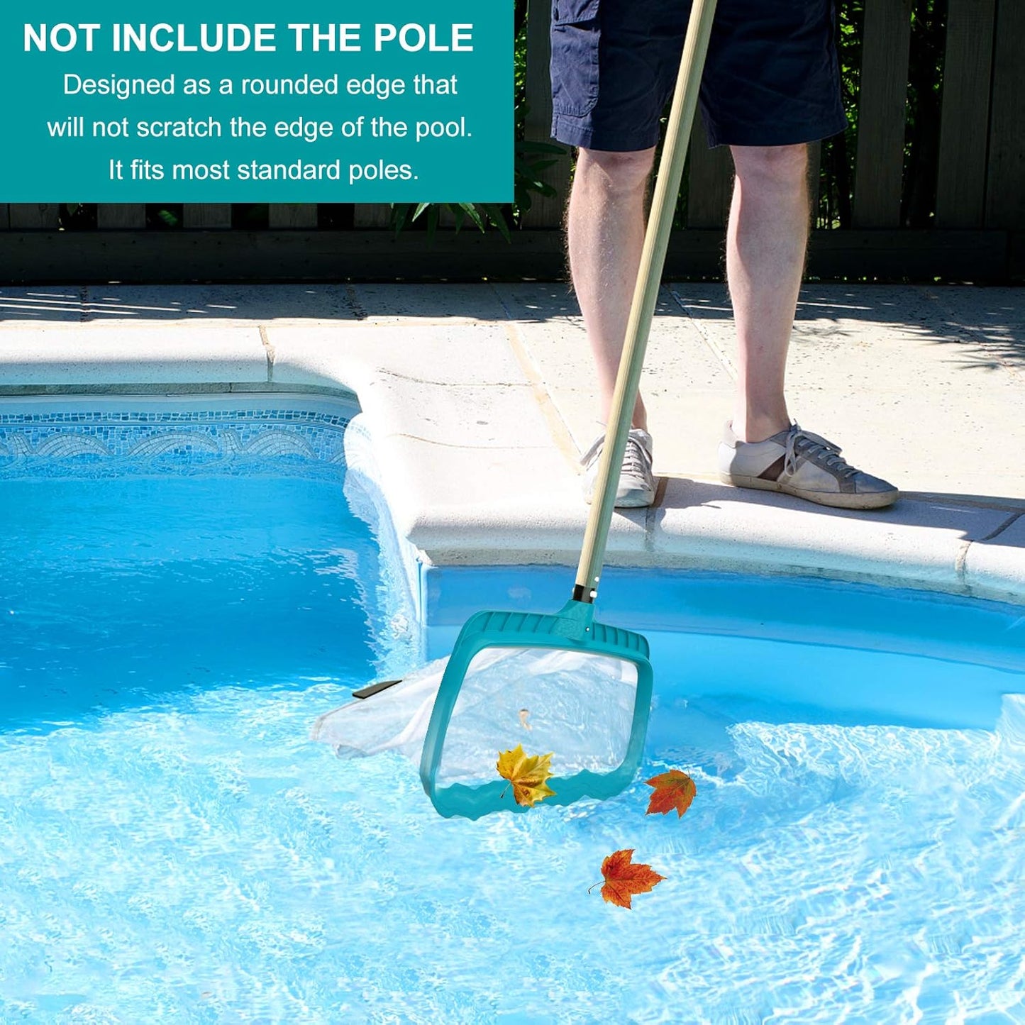 POOLWHALE Professional Pool Skimmer Net Heavy Duty Nylon Mesh 17in