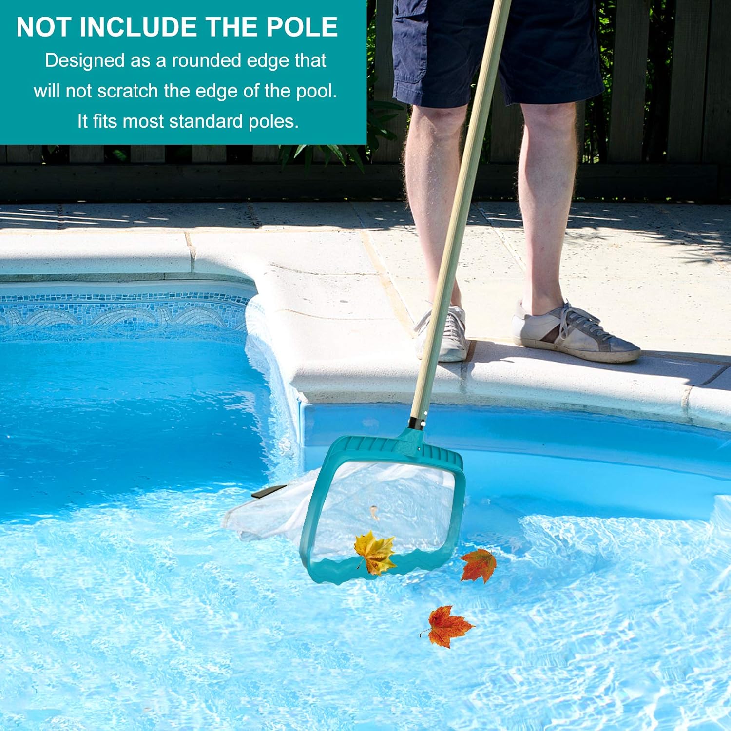 POOLWHALE Professional Pool Skimmer Net Heavy Duty Nylon Mesh 17in