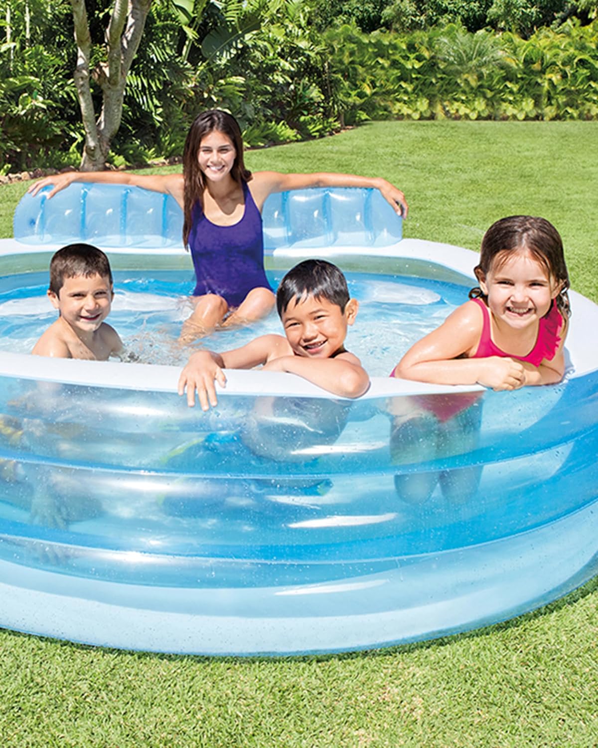 Intex Swim Center Inflatable Family Lounge Pool With Built-In Bench