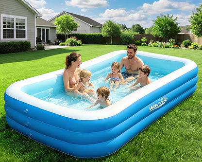 WavYoo 10ft Inflatable Pool Oversized Rectangular Swimming Pool Blue