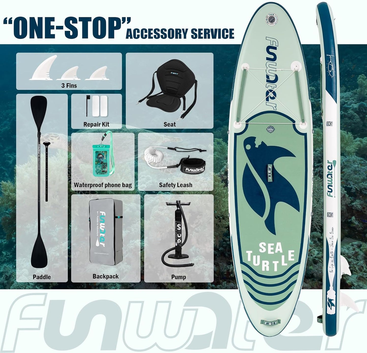 FunWater Aufblasbares SUP Board Set 320x83x15cm Olivgrün