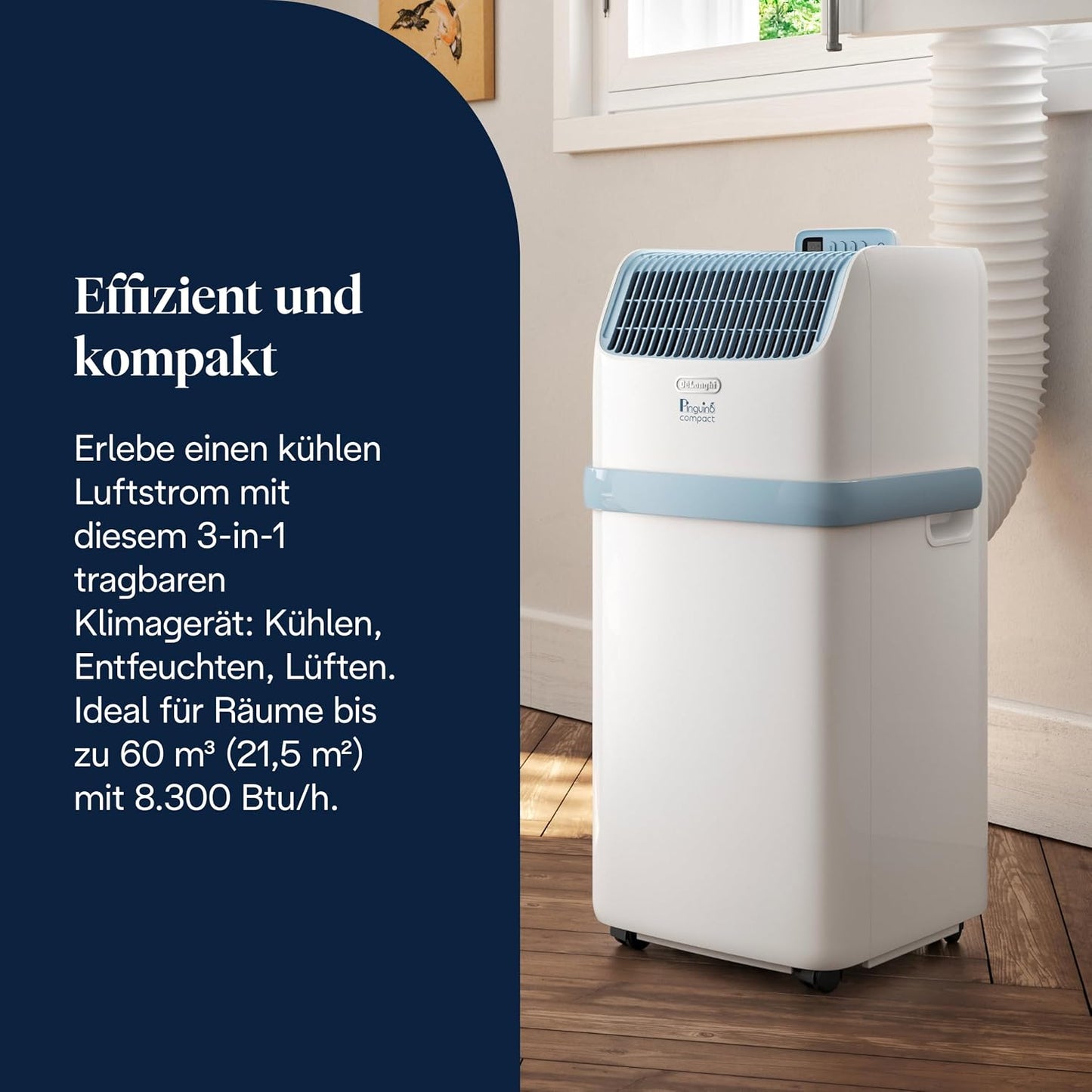 De'Longhi Pinguino Compact PAC ES72 YOUNG Mobiles Klimagerät 8300 BTU Weiß