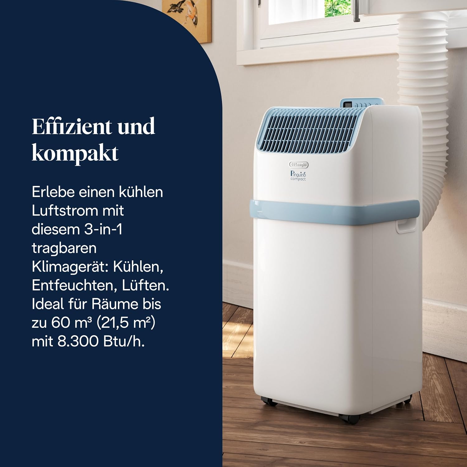 De'Longhi Pinguino Compact PAC ES72 YOUNG Mobiles Klimagerät 8300 BTU Weiß