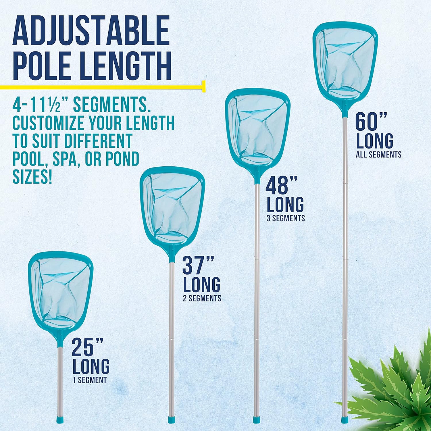 U.S. Pool Supply Leaf Skimmer Net 5 Foot Aluminum Pole