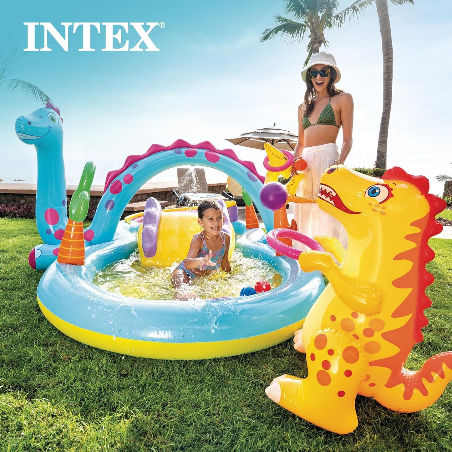 Intex Dinoland Inflatable Play Center Kiddie Outdoor Swimming Pool