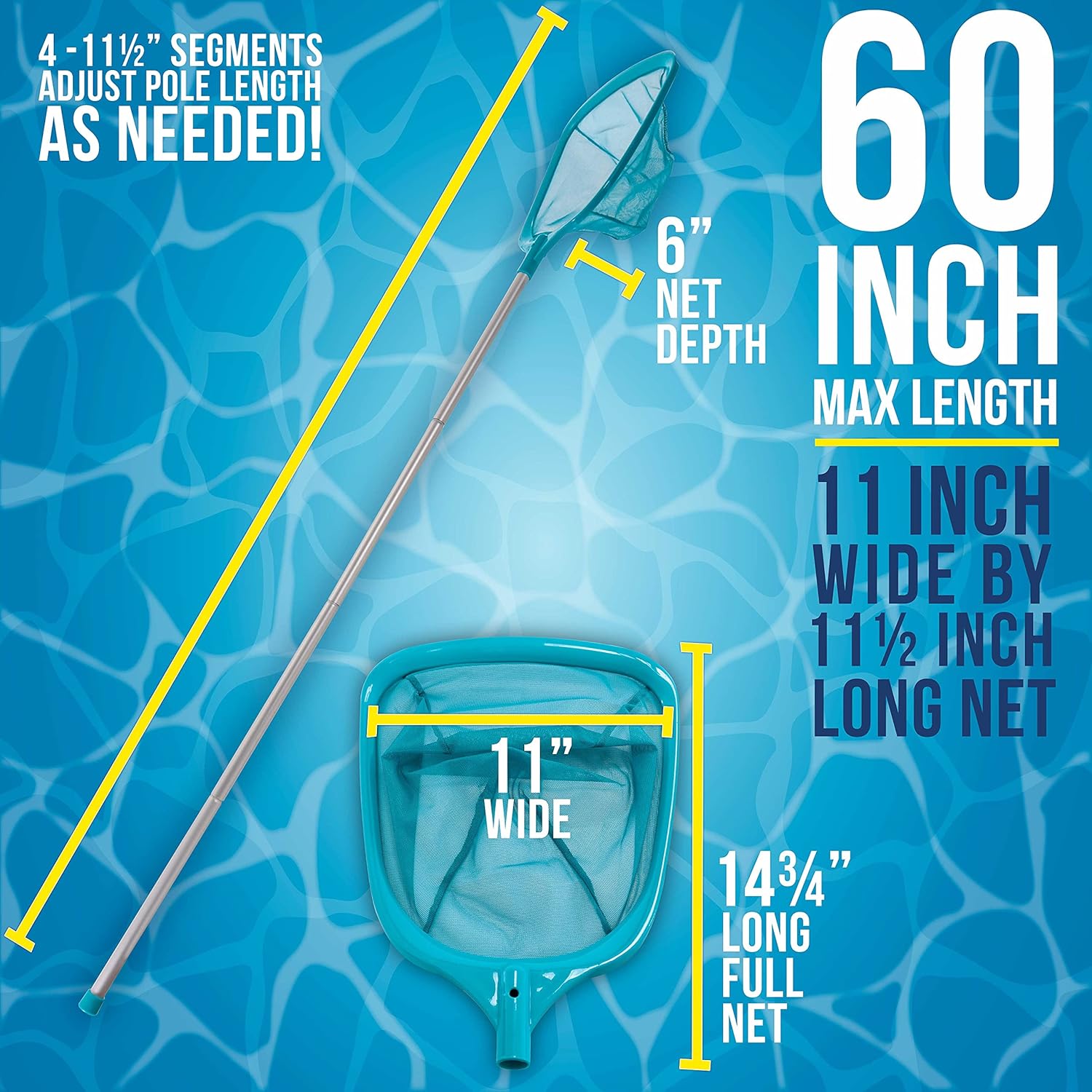 U.S. Pool Supply Leaf Skimmer Net 5 Foot Aluminum Pole