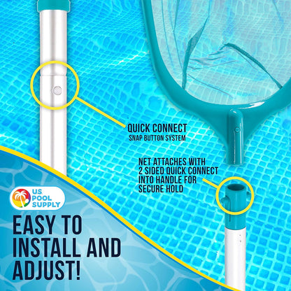 U.S. Pool Supply Leaf Skimmer Net 5 Foot Aluminum Pole
